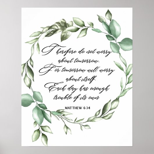 Poster Bible verset vert écriture couronne (Devant)