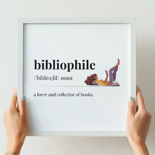 Poster Bibliophile Définition un amoureux des livres