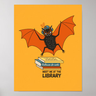 Poster Bibliothécaire drôle enseignante chauve-souris amo