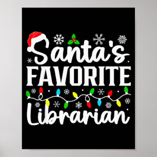 Poster Bibliothécaire préféré du Père Noël Funny Noël Fam
