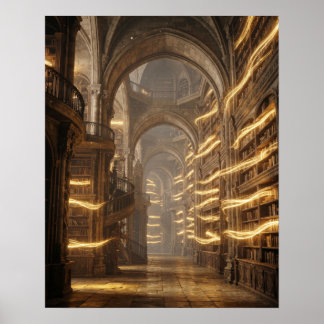Poster Bibliothèque Ancienne de Lumière Flottante