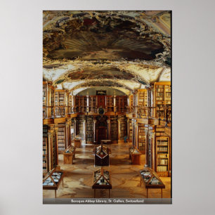 Poster Bibliothèque baroque d'abbaye, St Gallen, Suisse