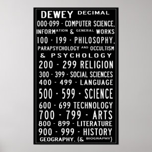 Poster Bibliothèque de petite maison Dewey - nombre décim