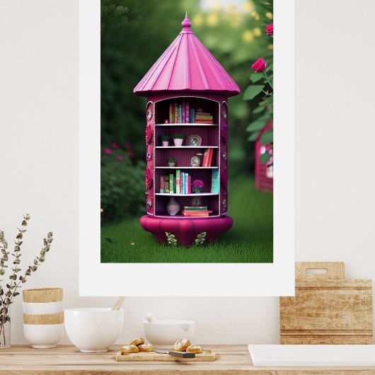 Poster Bibliothèque extérieure enchantée (Cuisine)
