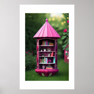 Poster Bibliothèque extérieure enchantée