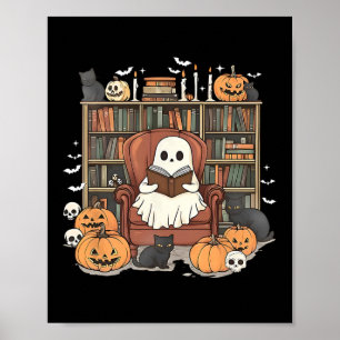 Poster Bibliothèque fantôme Halloween Livre Lecture Livre