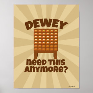 Poster Bibliothèque impertinente - Dessin animé Dewey en 