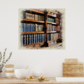 Poster Bibliothèque médiévale et livres de l'Antiquité (Cuisine)