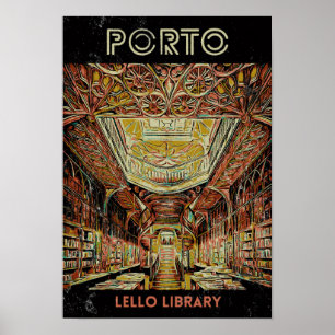 Poster Bibliothèque Porto Lello illustration Portugal