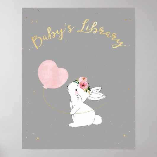 Poster Bibliothèque Pour Bébé, Panneau Baby shower (Devant)
