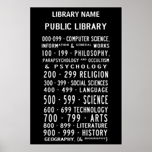 Poster Bibliothèque publique Busroll décimal Dewey