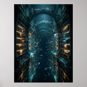 Poster Bibliothèque sous-marine Fantastique