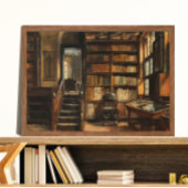 Poster Bibliothèque vintage peinture à l'huile, Moody Scè
