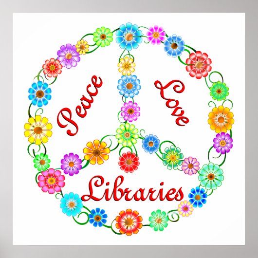 Poster Bibliothèques Peace Love (Devant)