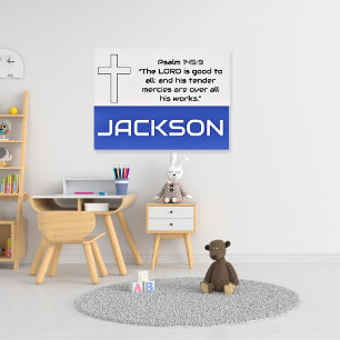 Poster Biblique personnalisée de l'enfant bleu gris