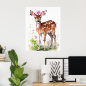 Poster Biche Fille Vintage 1 (Bureau à domicile)