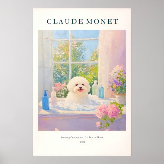 Poster Bichon Frise Art Print Monet Style French Bathroom (Devant)