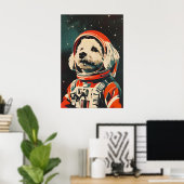 Poster Bichon Frise Astronaut Poster, Bichon Frise Retro (Bureau à domicile)