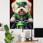 Poster Bichon Frisé Chien Conduite Vélo St. Patrick (Bureau à domicile)