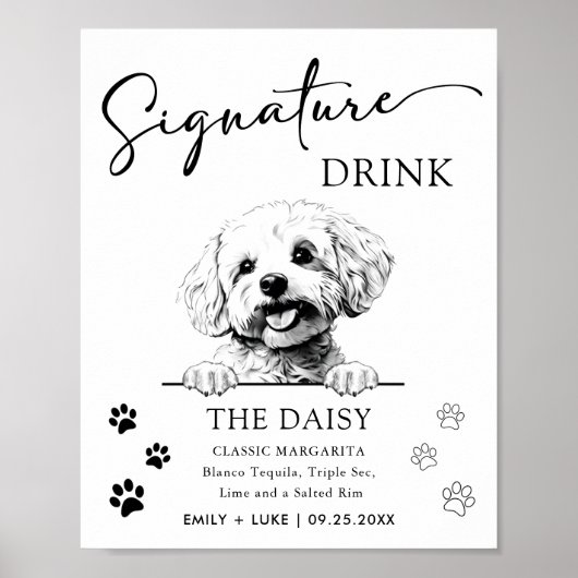 Poster Bichon Frise Chien Mariage Signature Boisson Signa (Devant)
