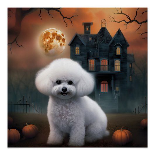 Poster Bichon Frise Halloween effroi (Devant)