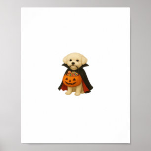 Poster Bichon Frisé Halloween Vampire Pup avec Citrouille