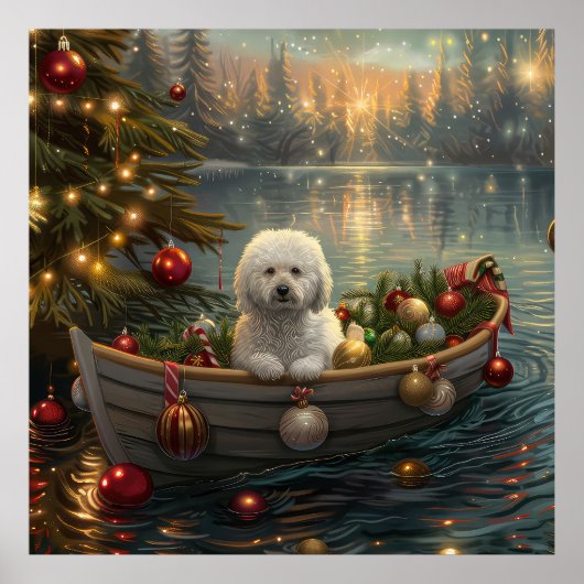Poster Bichon Frise Noël Festive Voyage (Devant)