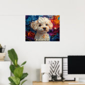 Poster Bichon Frise Papier Quitter Art Chien Portrait (Bureau à domicile)