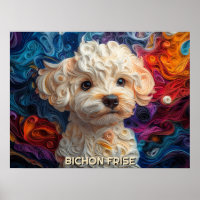 Bichon Frise Papier Quitter Art Chien Portrait