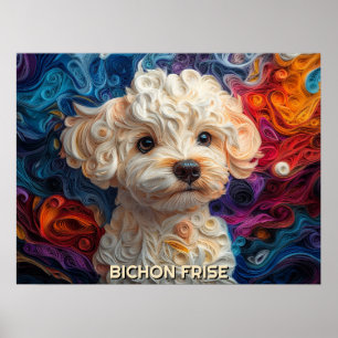 Poster Bichon Frise Papier Quitter Art Chien Portrait