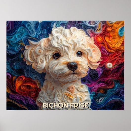 Poster Bichon Frise Papier Quitter Art Chien Portrait (Devant)