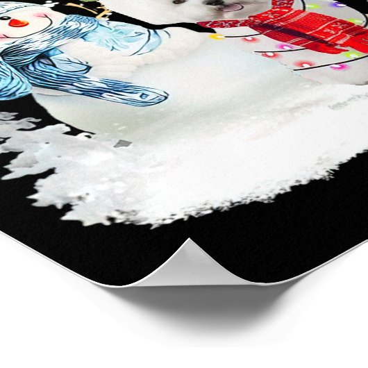 Poster Bichon Frise Père Noël Chien Noël Snowman Noël Paj (Coin)