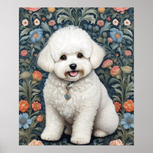 Poster Bichon Frisé William Morris Inspiré Floral