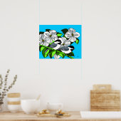 Poster Bickadee Parmi Les Fleurs De Dogwood (Cuisine)
