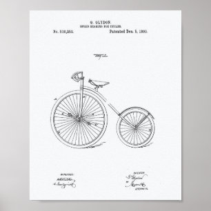 Poster Bicycle 1893 Brevet Art Livre blanc