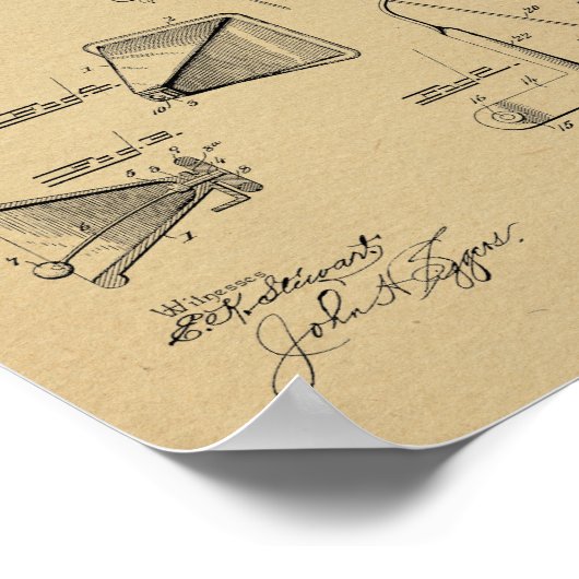 Poster Bicycle Bell 1898 Dessin d'art breveté Imprimer (Coin)