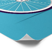 Poster Bicycle blanc Fleurs roses Arrière - plan bleu (Coin)