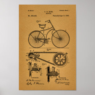 Poster Bicycle Gears Vintage 1890 Imprimer