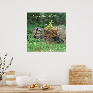 Poster Bicycle Pink Flowers en Panier