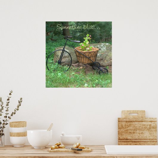 Poster Bicycle Pink Flowers en Panier (Cuisine)