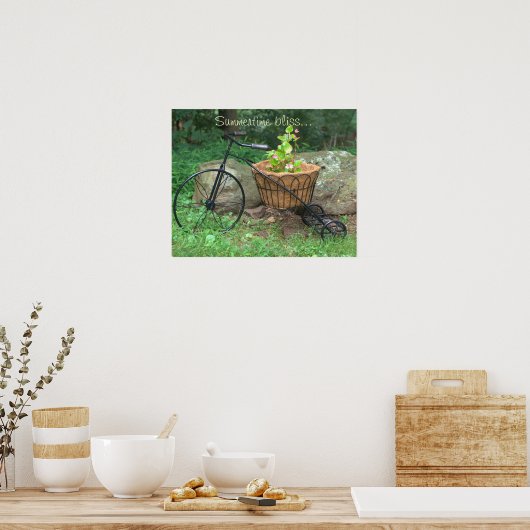 Poster Bicycle Pink Flowers en Panier (Cuisine)