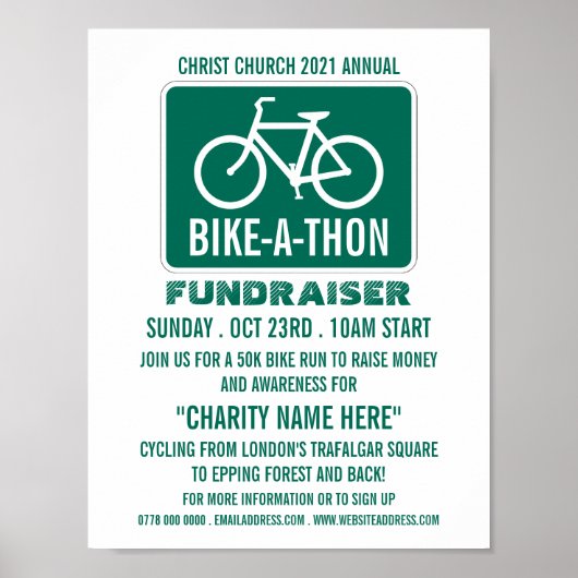 Poster Bicycle Sign, Charity Bike-a-Thon Event (Devant)