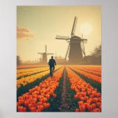 Poster Bicycle through Tulip Fields – Dutch Countryside (Devant)