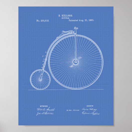 Poster Bicycle vintage 1883 Art breveté - Plan directeur (Devant)