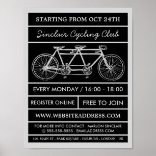 Poster Bicyclette en tandem, Club de cyclisme publicité