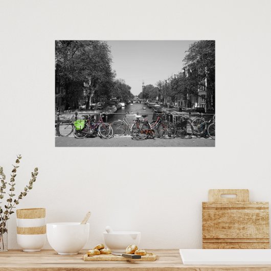 Poster Bicyclettes Amsterdam (Cuisine)