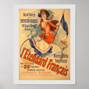 Poster Bicyclettes publicitaires en français vintage 1891