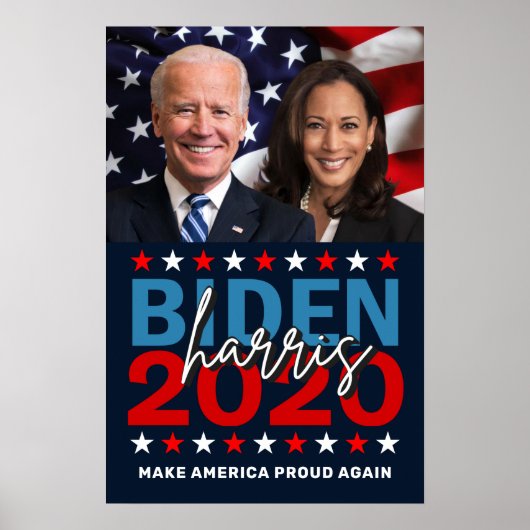 Poster Biden Harris 2020 Election Patriotic Flag Photo (Devant)