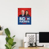Poster Biden Harris Photo - 2024 étoile - Bleu Bleu Blanc (Bureau à domicile)