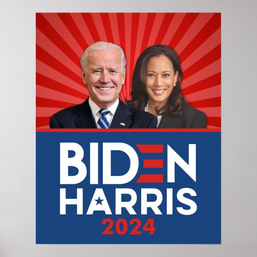Poster Biden Harris Photo - 2024 étoile - Bleu Bleu Blanc (Devant)
